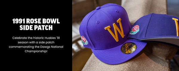 1991 Rose Bowl Side Patch Celebrate the historic Huskies '91 season with a side patch commemorating the Dawgs National Championship!