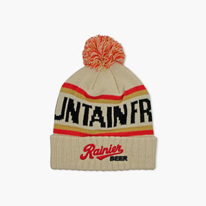 Rainier Beer Pillow Line Cuff Pom Beanie