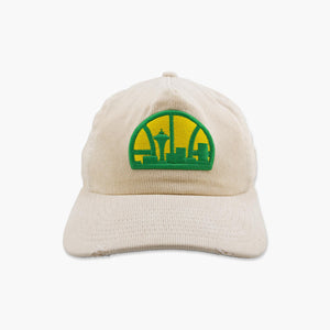 Seattle SuperSonics Cream Skyline Corduroy Unstructured Snapback