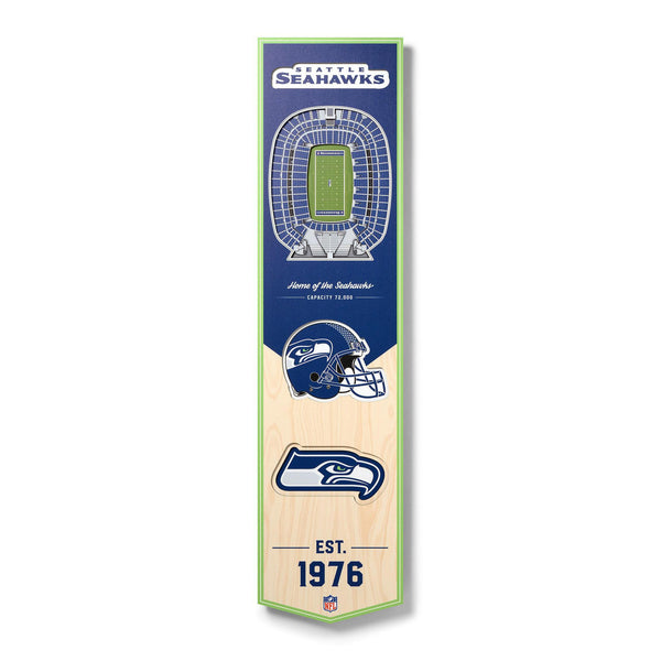 Seattle Seahawks Stadium View 8"x32" Wood Banner