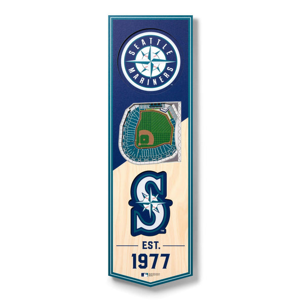 Seattle Mariners Stadium View 6"x19" 3D Wood Banner