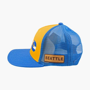 Wild Child Gold/Cobalt Seattle Youth Trucker Hat