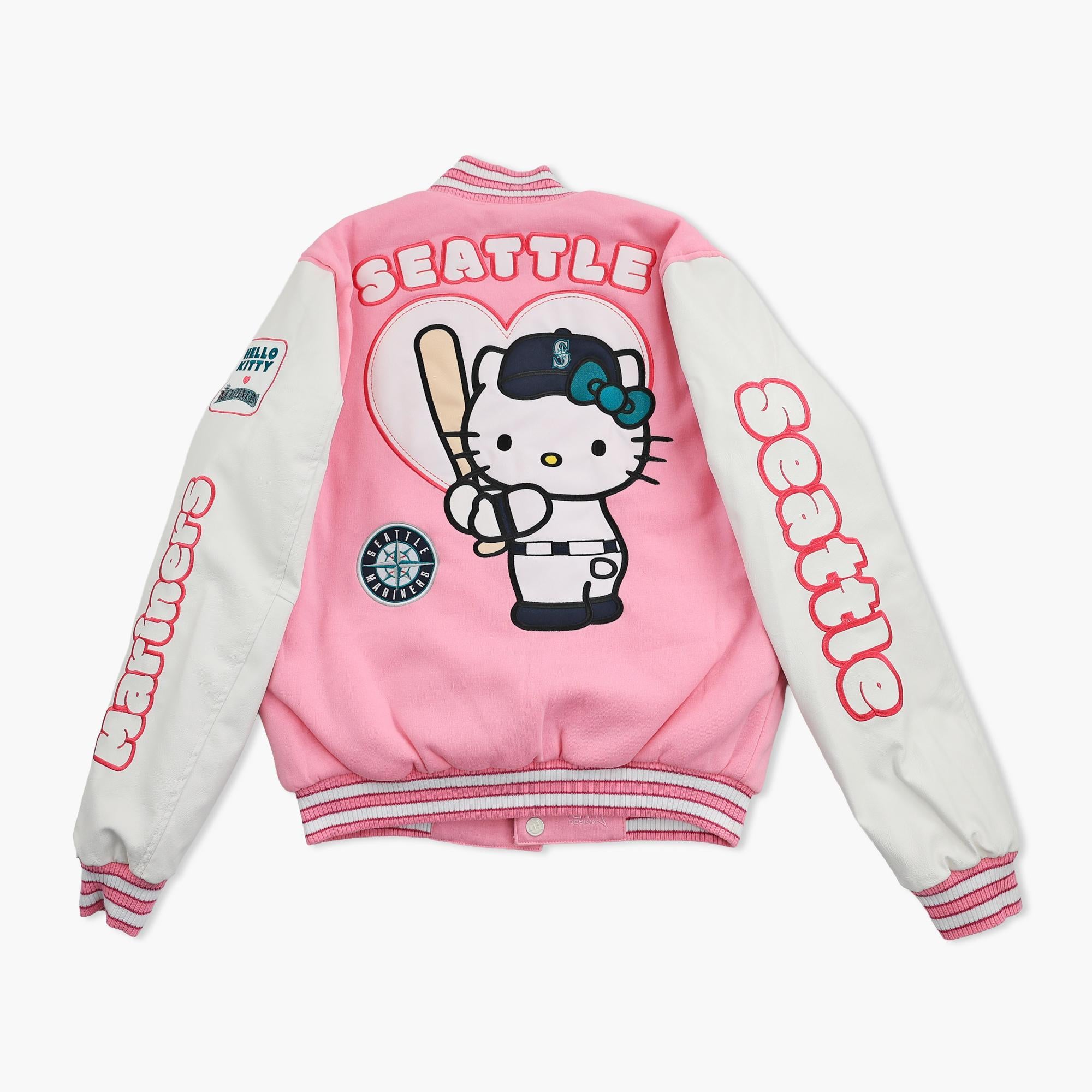 Seattle Mariners Hello Kitty Pink Varsity Jacket - Reversible