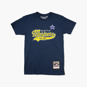 Seattle Mariners Blue Script Sweep T-Shirt