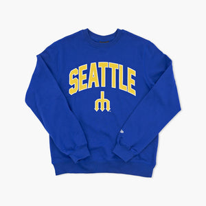 Seattle Mariners Royal Blue Trident Arch Crewneck