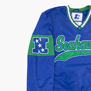 Seattle Seahawks Starter Royal Throwback Script V-Neck Pullover Jacket