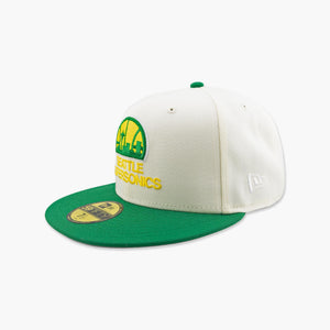 Seattle SuperSonics Chrome/Kelly Two-Tone Skyline Fitted Hat