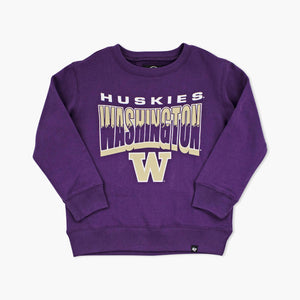 Washington Huskies Brush By Youth Crewneck
