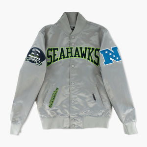 Seattle Seahawks Hometown Hero Grey Satin Jacket