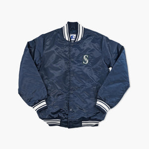Seattle Mariners Navy Primary Logo Starter Lightweight Satin Jacket