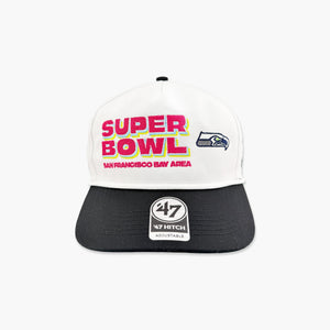Seattle Seahawks '47 Super Bowl LX Stacked Hitch Adjustable Hat - White/Black