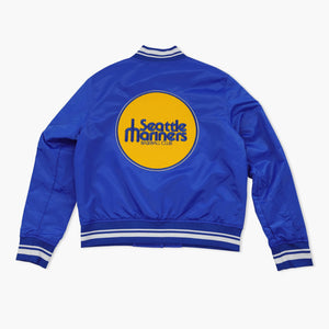 Seattle Mariners Royal Blue Throwback Classic Women's Satin Jacket