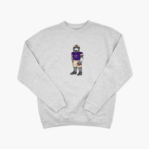 Washington Huskies Football Player Grey CrewDawg Embroidered Crewneck