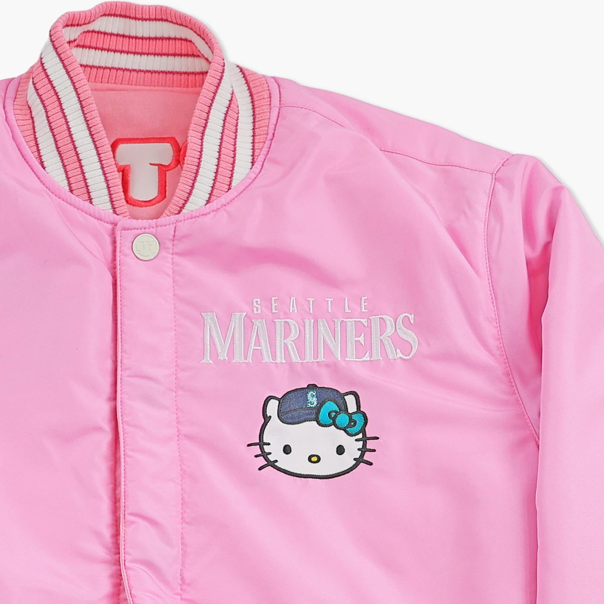 Seattle Mariners Hello Kitty Pink Varsity Jacket - Reversible