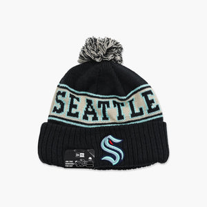 Seattle Kraken Primary Logo Crest Cuff Pom Beanie