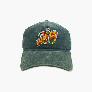 Seattle SuperSonics Washed Green Corduroy Space Needle A-Frame Snapback