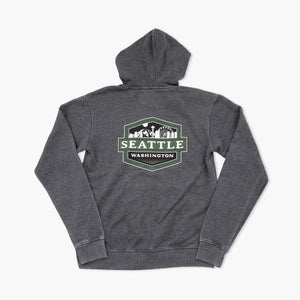 Layered Shield Heather Black Seattle Full Zip Hoodie