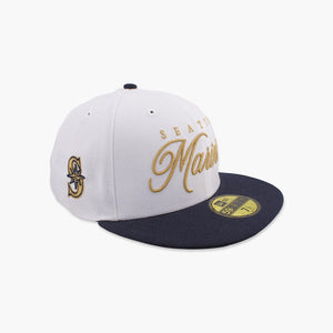 Seattle Mariners Gold Script Two-Tone Fitted Hat
