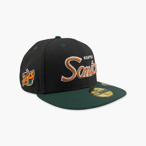 Seattle SuperSonics Black Metallic Classic Script Fitted Hat