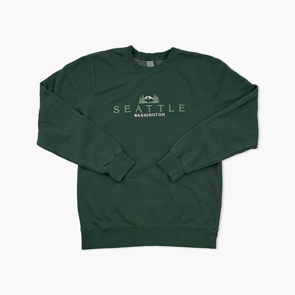 Kindly Forest Green Seattle Embroidered Crewneck