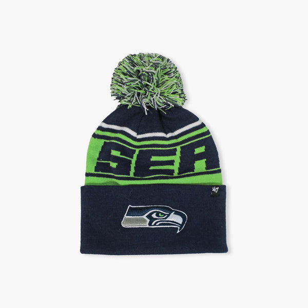 Seattle Seahawks Light Navy Stylus Cuff Pom Beanie