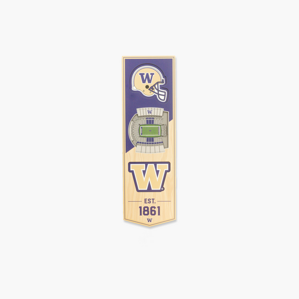 Washington Huskies Husky Stadium 6"x19" 3D Wood Banner