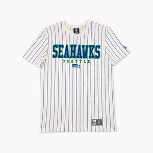 Seattle Seahawks Cream Pinstripe Throwback Wordmark T-Shirt