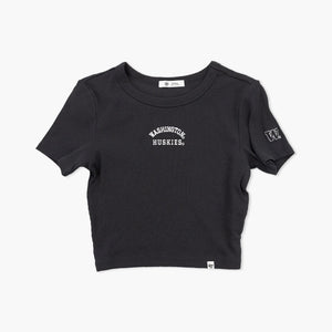 Washington Huskies Spirited Baby Rib Black Womens T-Shirt