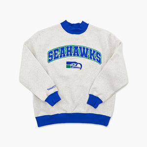 Seattle Seahawks Grey Throwback Women's Ribbed Mock Neck Pullover