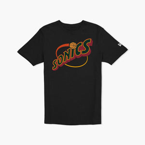 Seattle SuperSonics 90's Script Black T-Shirt