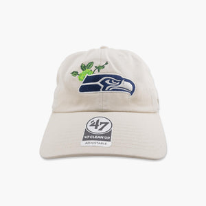 Seattle Seahawks Cream Floral Clean Up Adjustable Hat