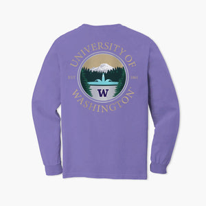 Washington Huskies Rainier Vista Violet Premium Heavyweight Long Sleeve T-Shirt