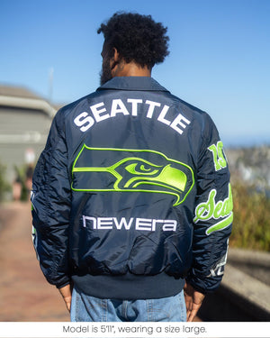 Seattle Seahawks New Era x Alpha Industries 2026 Navy Bomber Jacket
