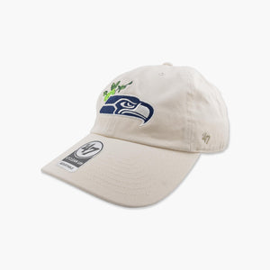 Seattle Seahawks Cream Floral Clean Up Adjustable Hat
