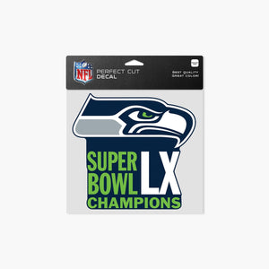 Seattle Seahawks Super Bowl LX Champions 8" x 8" Perfect Cut Decal