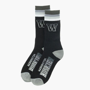 Washington Huskies Black Crew Socks