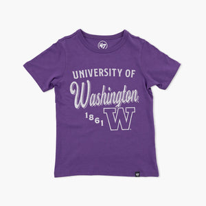Washington Huskies Regent Purple Diag Script Youth Franklin T-Shirt