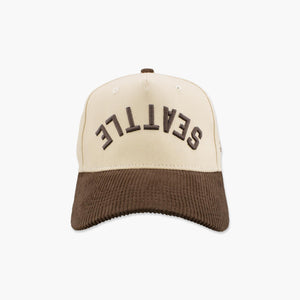 Seattle Cream/Brown Upside down Embroidered Snapback
