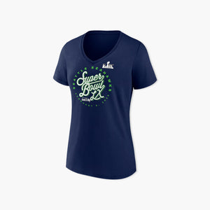 Women's Fanatics College Navy Seattle Seahawks Super Bowl LX Cheer Section V-Neck T-Shirt