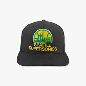 Seattle SuperSonics Black Stacked Skyline Snapback