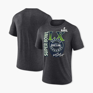 Men's Charcoal Seattle Seahawks Super Bowl LX Retro Tri-Blend T-Shirt