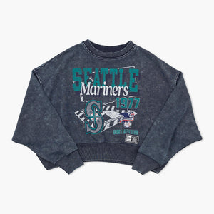 Seattle Mariners Navy 1977 Collage Women's Crewneck