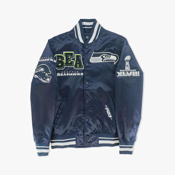 Seattle Seahawks Mashup Navy Satin Jacket