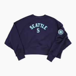 Seattle Mariners Classic Navy Fleece Women's Crewneck