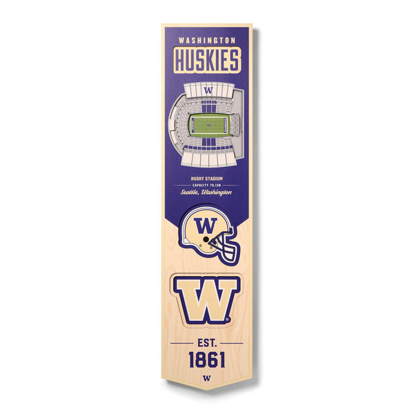 Washington Huskies Husky Stadium 8"x32" Wood Banner
