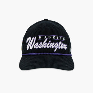 Washington Huskies Vintage Script Dubs Up Corduroy Hitch Snapback