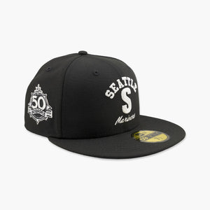 Seattle Mariners Steelheads Black Arched 50th Anniversary Fitted Hat