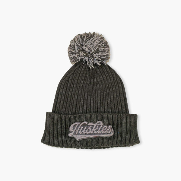 Washington Huskies Charcoal Script Cuff Pom Beanie