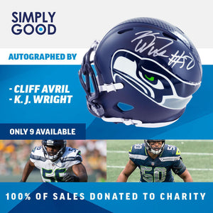 AUTOGRAPHED By Cliff Avril & KJ Wright - Seattle Seahawks Mini Helmet