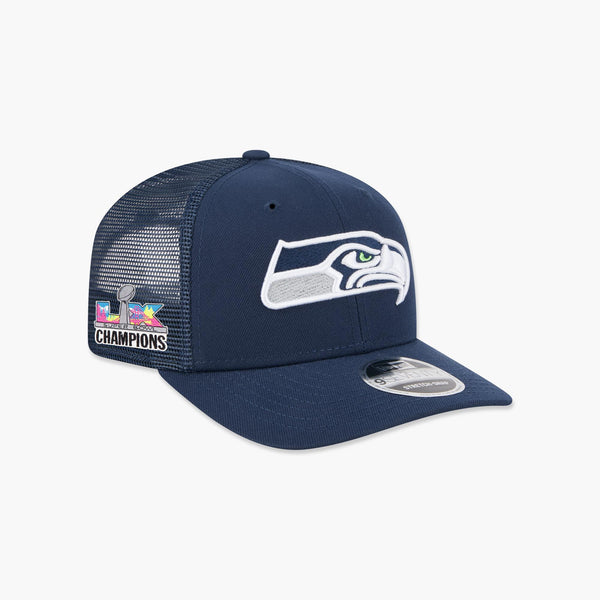 Seattle Seahawks Super Bowl LX Champions Side Patch Navy Trucker Snapback